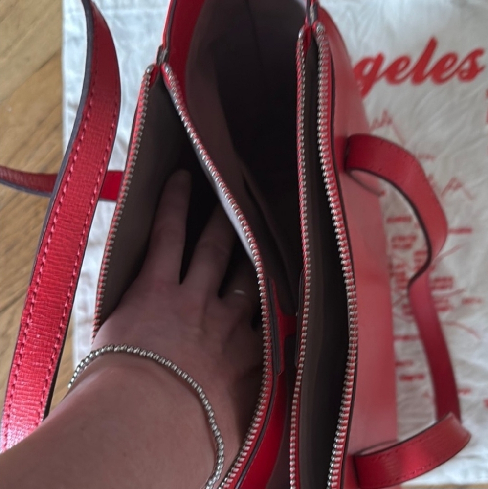 Red Structured Mini Leather Tote Bag - Picture 4 of 5